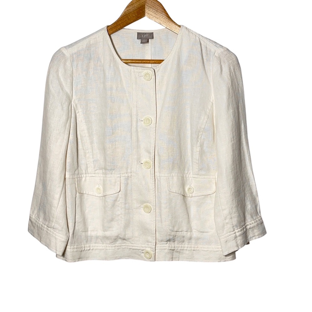 J Jill Linen Jacket Womens Size XS Button Front Business Casual Office Work